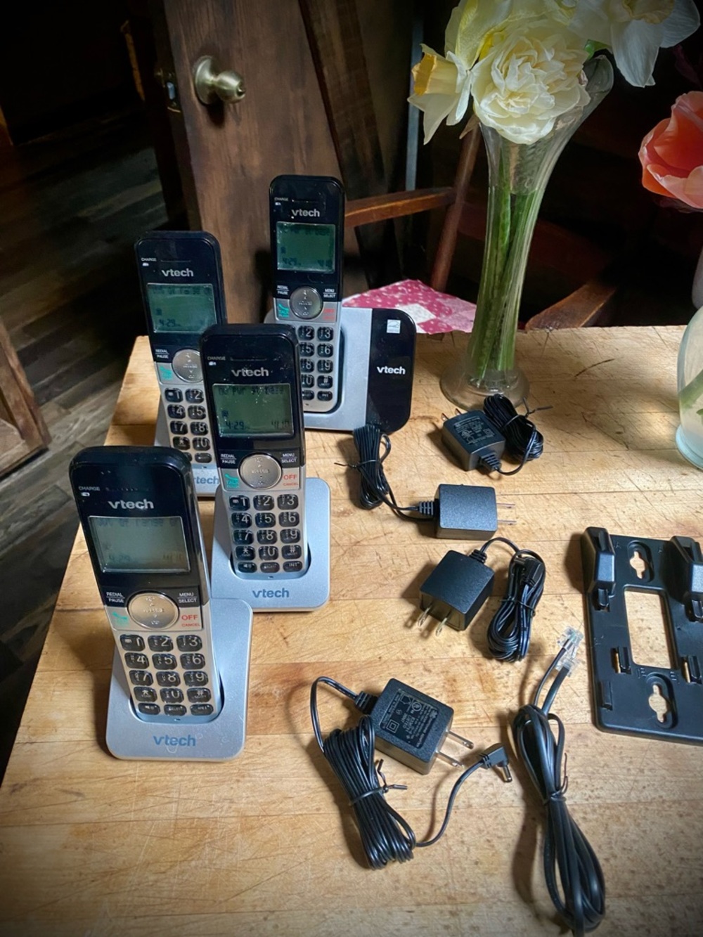 Slimline Cordless Phone Handset - Black/Silver (4 Handsets)